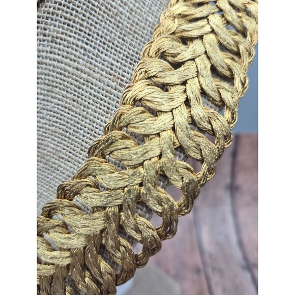 Vintage Rare Gold Tone Woven Wrap Jewelry Set Lay Flat Collar Necklace Bracelet - Picture 7 of 11